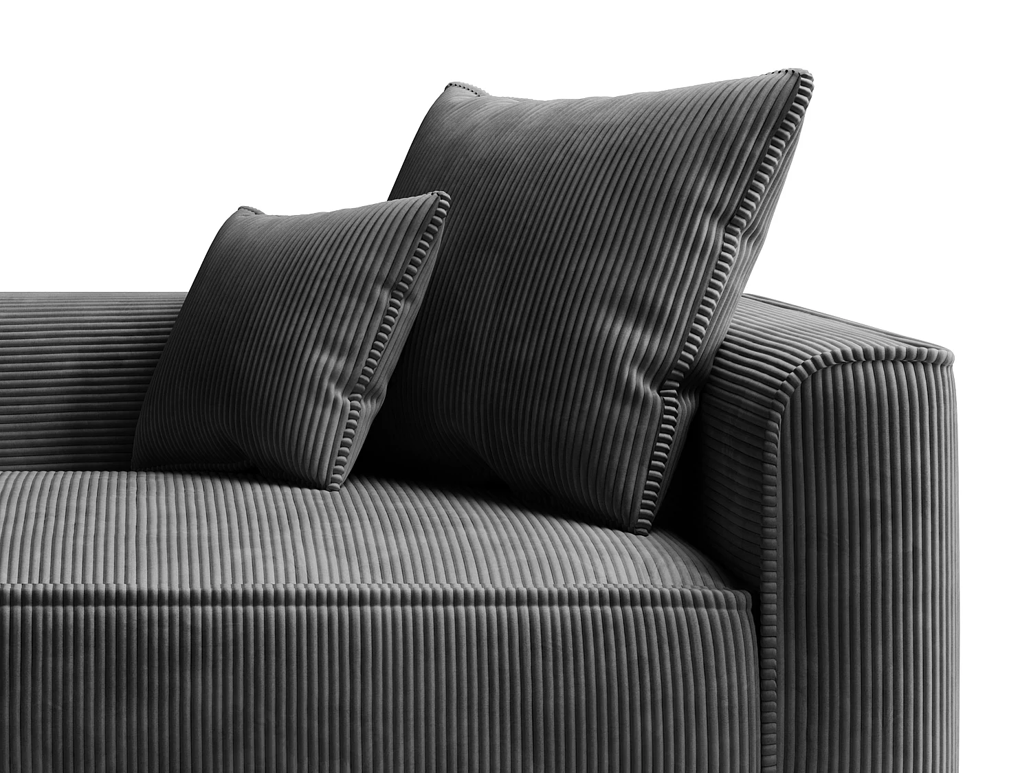 Méridienne gauche en velours côtelé gris anthracite PINETA