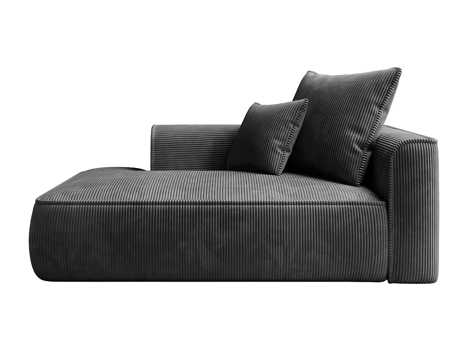 Méridienne gauche en velours côtelé gris anthracite PINETA