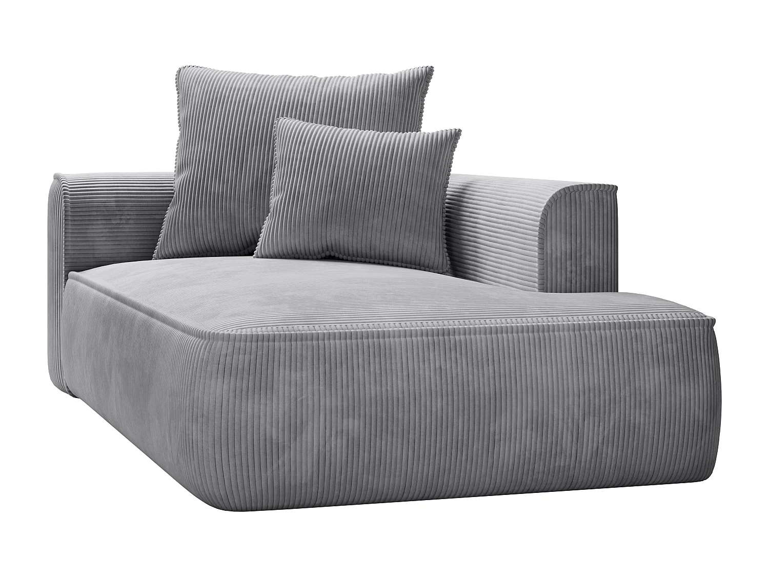 Méridienne droite en velours côtelé gris clair PINETA