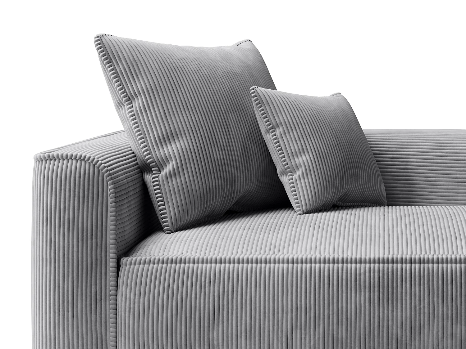 Méridienne droite en velours côtelé gris clair PINETA