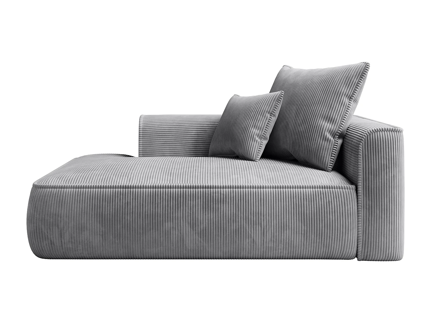 Méridienne gauche en velours côtelé gris clair PINETA