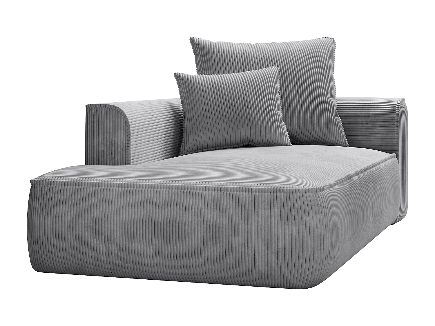 Méridienne gauche en velours côtelé gris clair PINETA