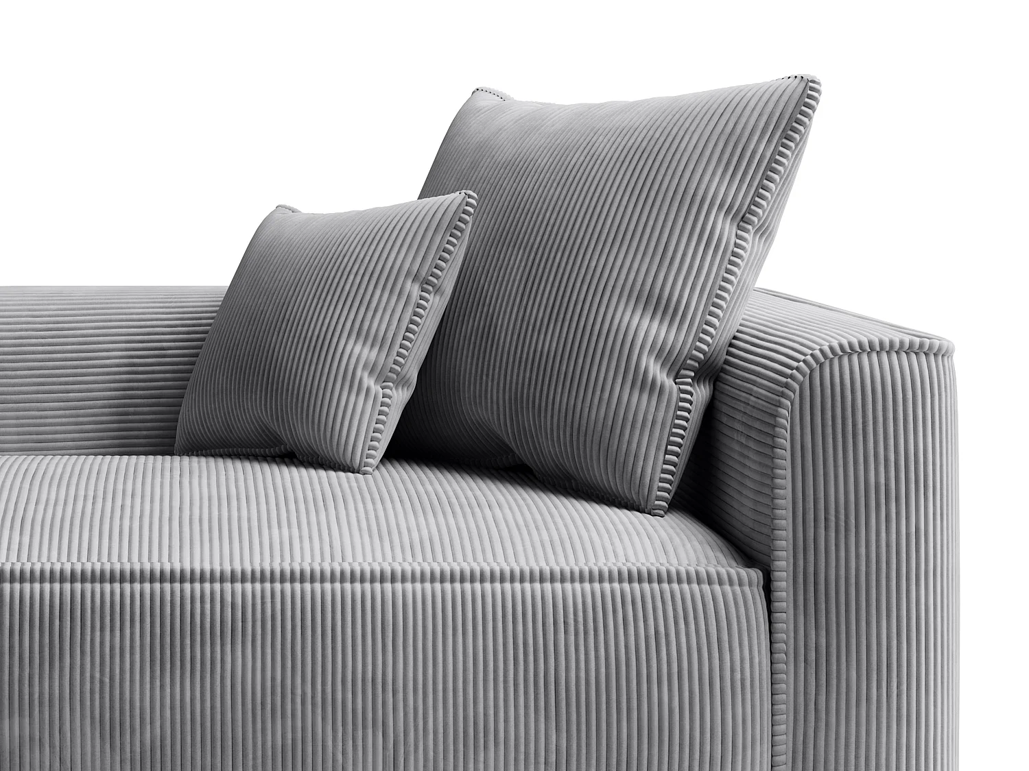 Méridienne gauche en velours côtelé gris clair PINETA