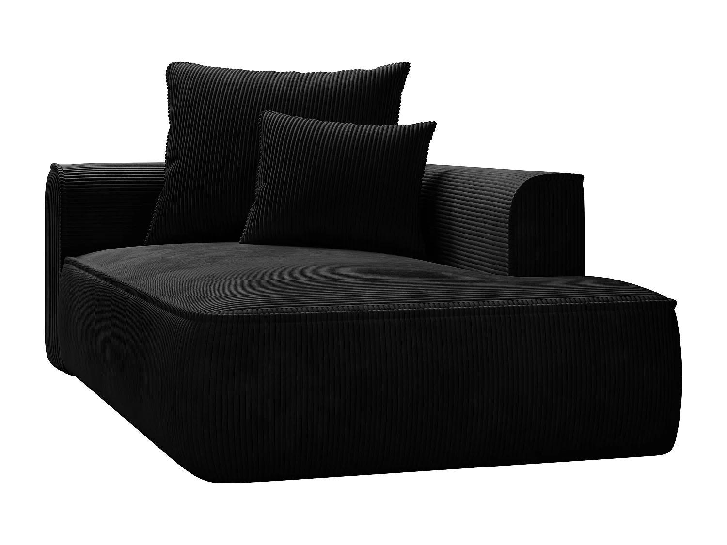 Szezlong prawostronny z czarnego sztruksu - PINETA