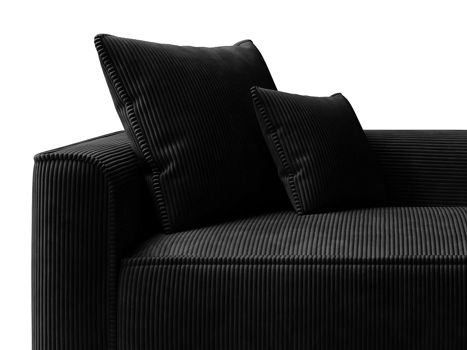 Méridienne droite en velours côtelé noir PINETA