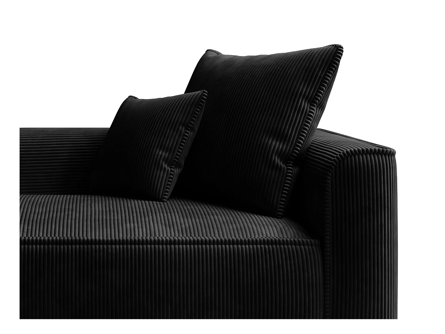 Chaise longue izquierda de terciopelo negro acanalado PINETA