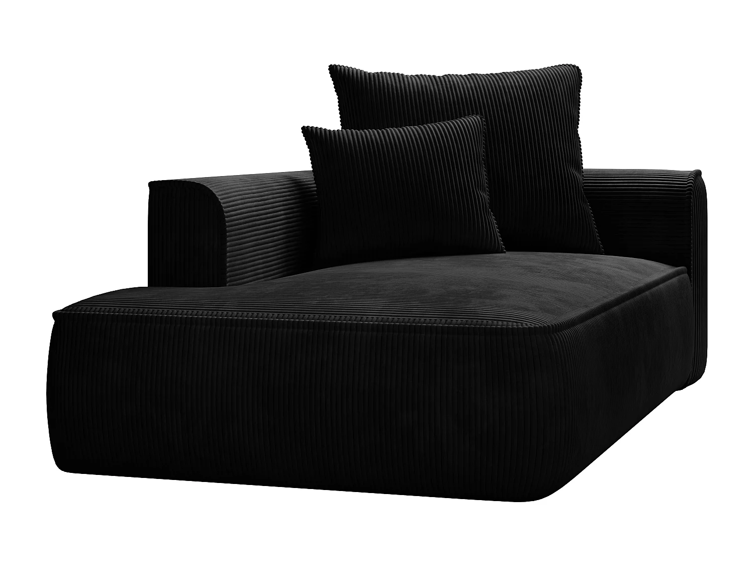 Méridienne gauche en velours côtelé noir PINETA