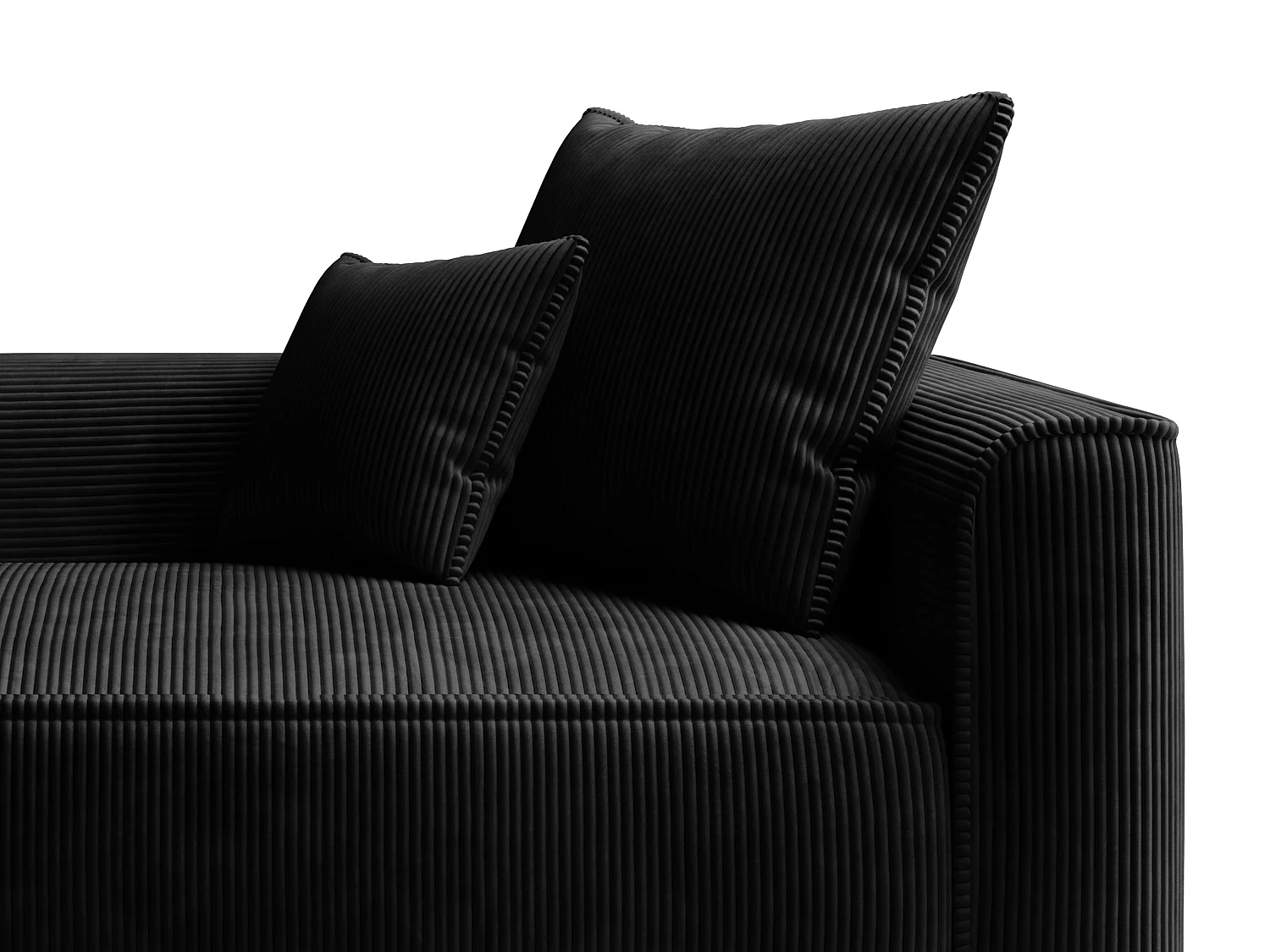 Méridienne gauche en velours côtelé noir PINETA