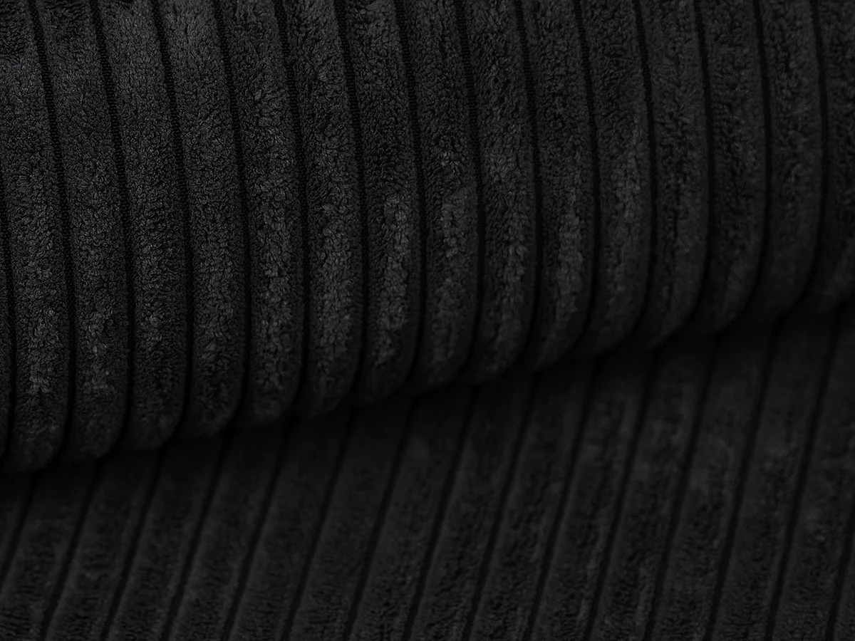 Méridienne gauche en velours côtelé noir PINETA