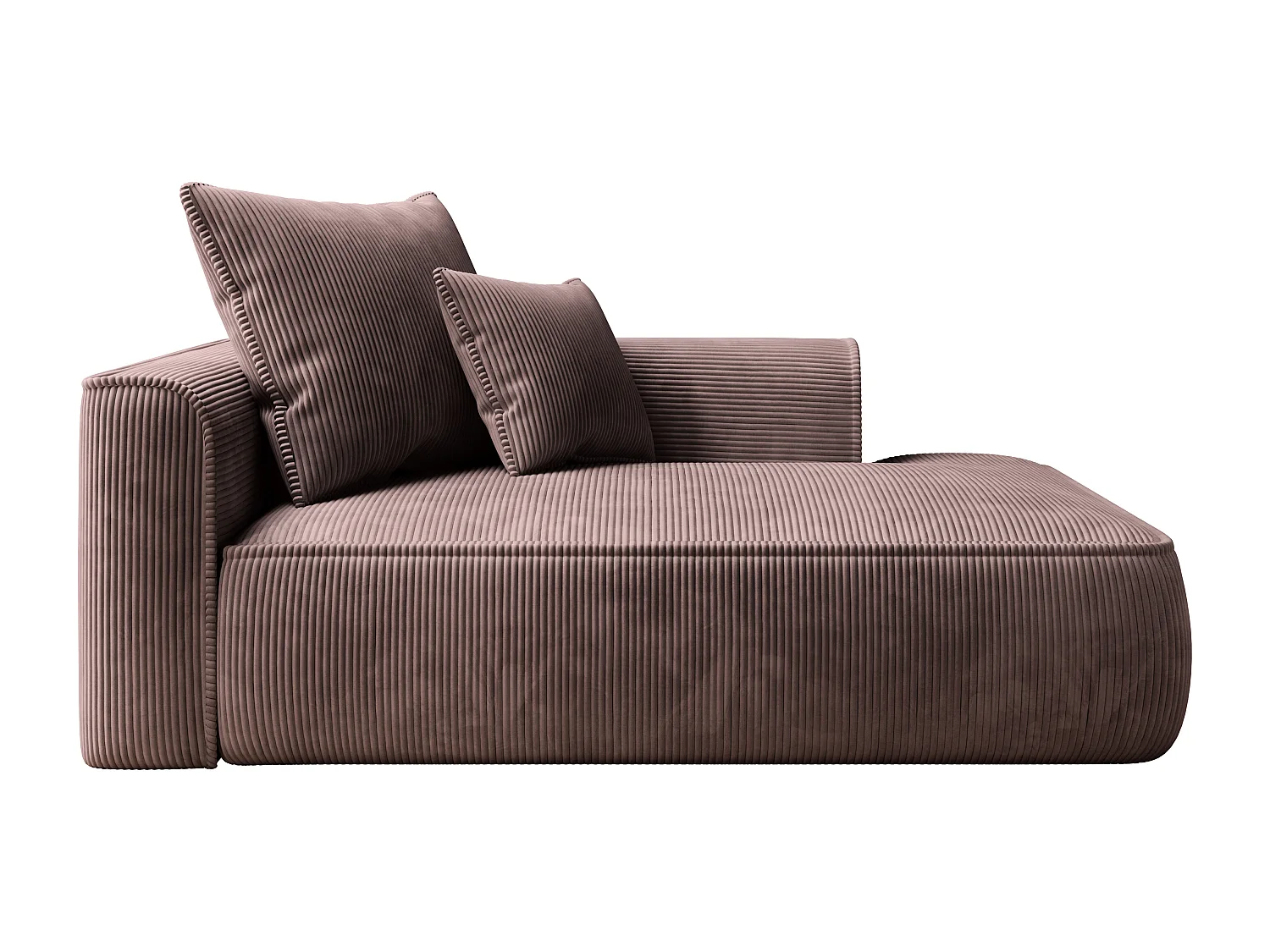 Méridienne droite en velours côtelé rose PINETA