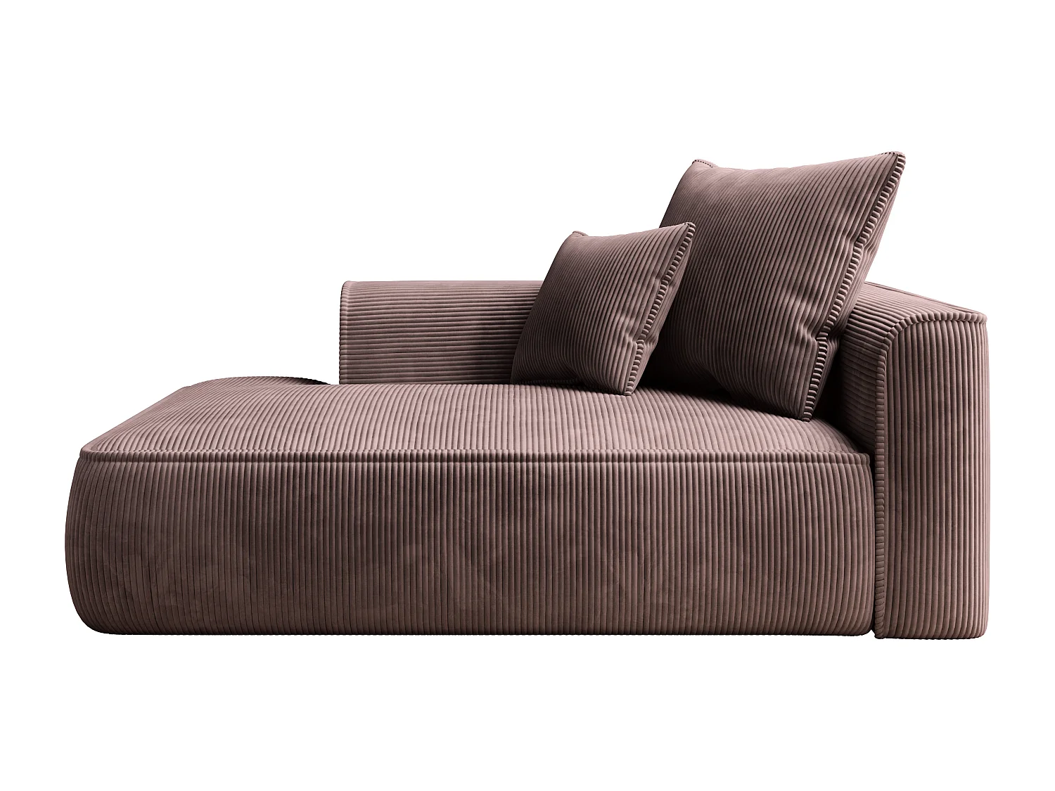 Méridienne gauche en velours côtelé rose PINETA