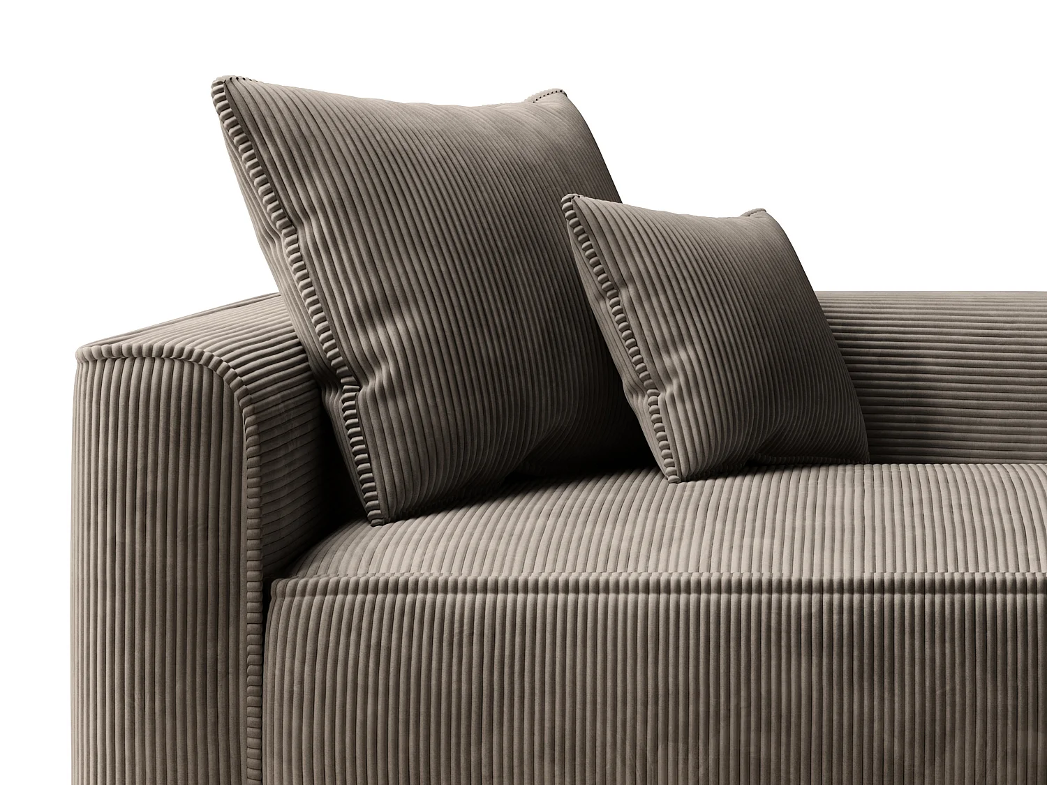 Szezlong prawostronny ze sztruksu taupe - PINETA