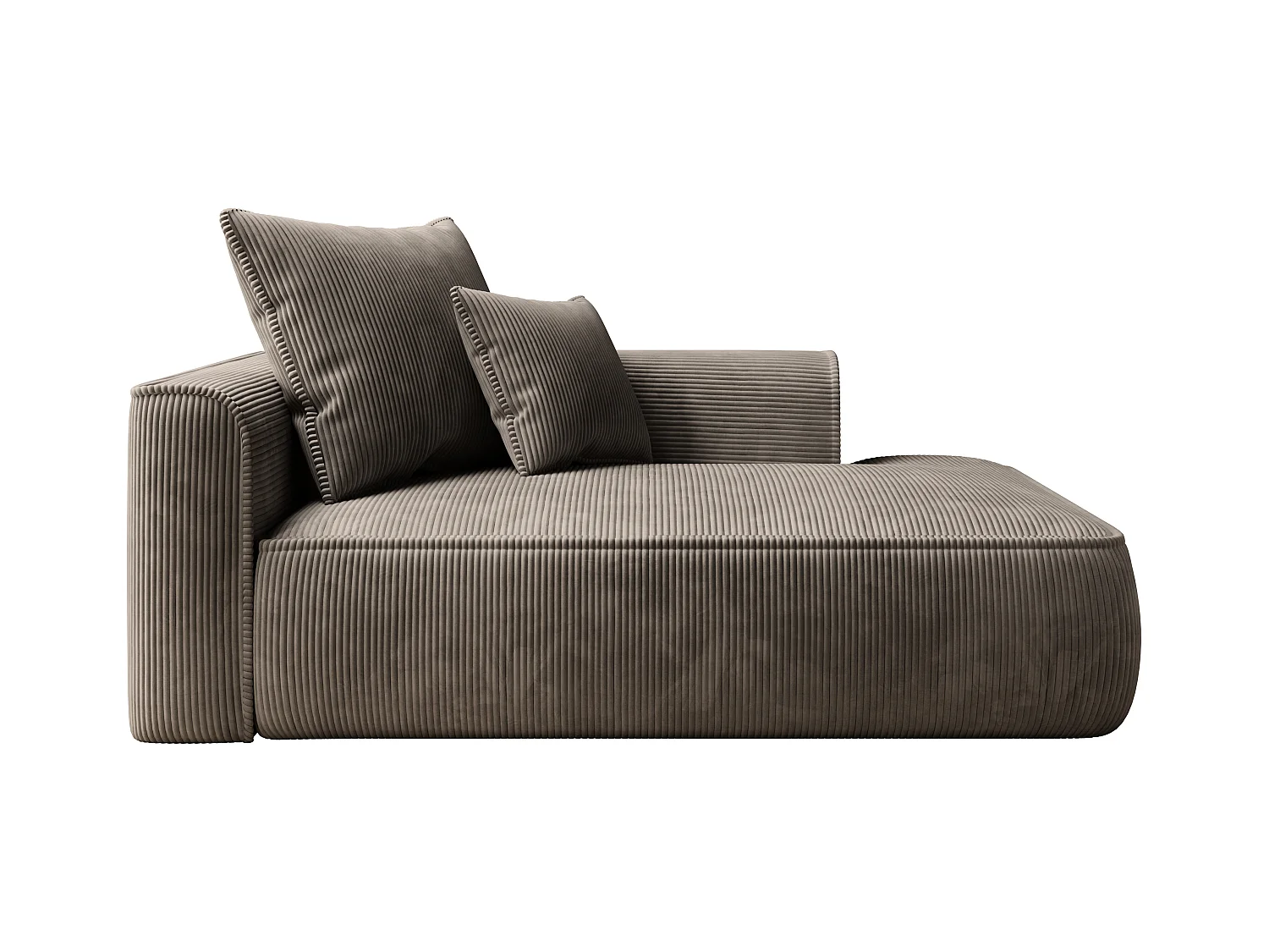 Méridienne droite en velours côtelé taupe PINETA