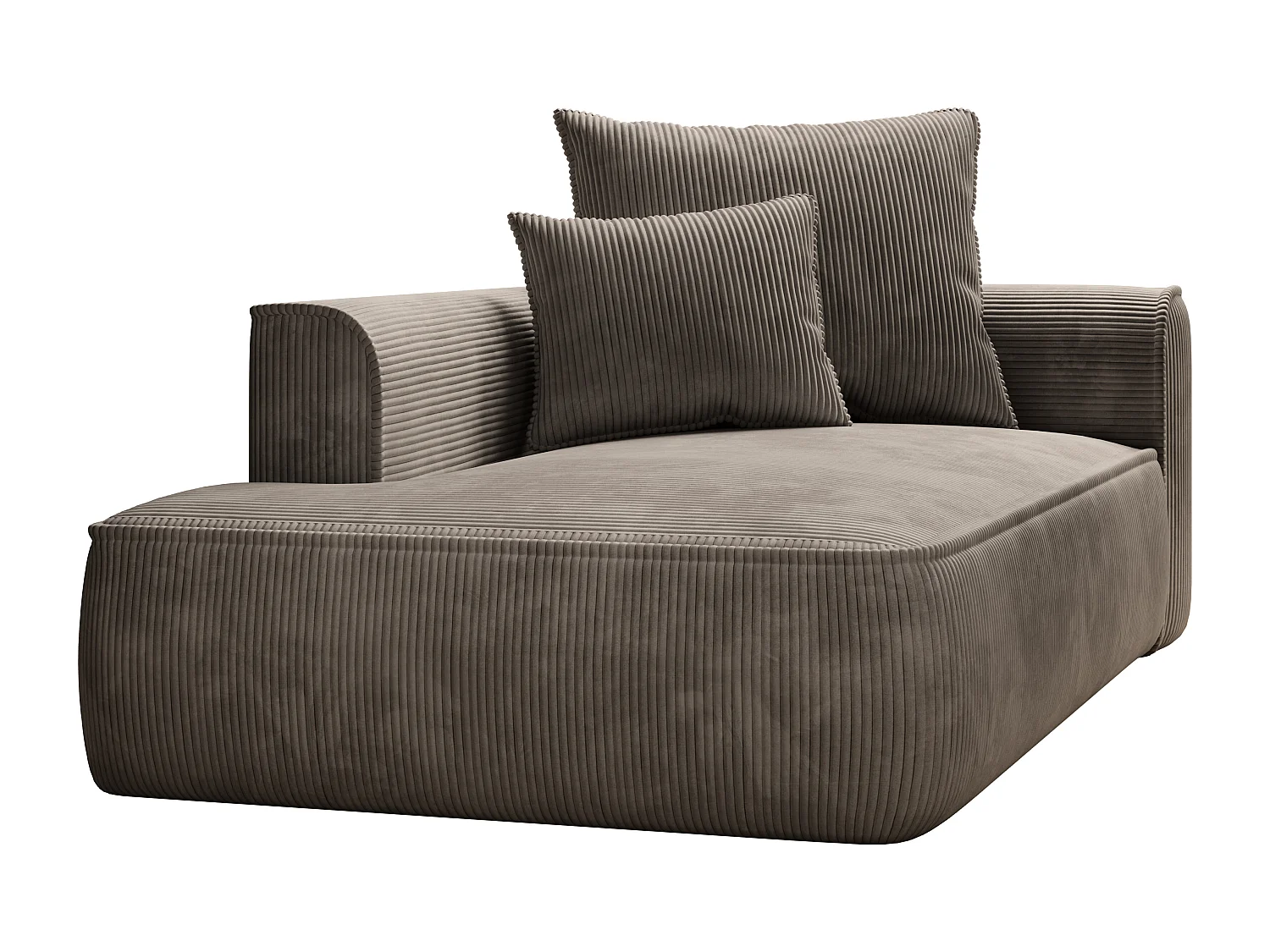 Chaise longue izquierda de terciopelo color topo PINETA