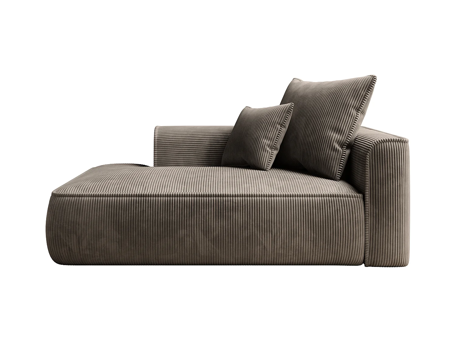 Venstredagtilskuddet sofa i taupe fløjlsmanchester PINETA