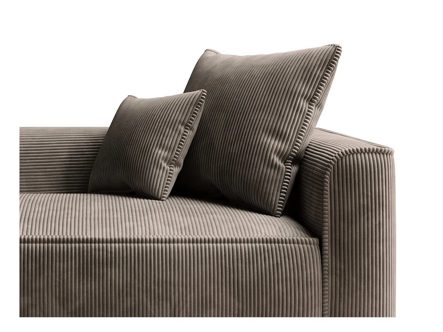 Venstredagtilskuddet sofa i taupe fløjlsmanchester PINETA