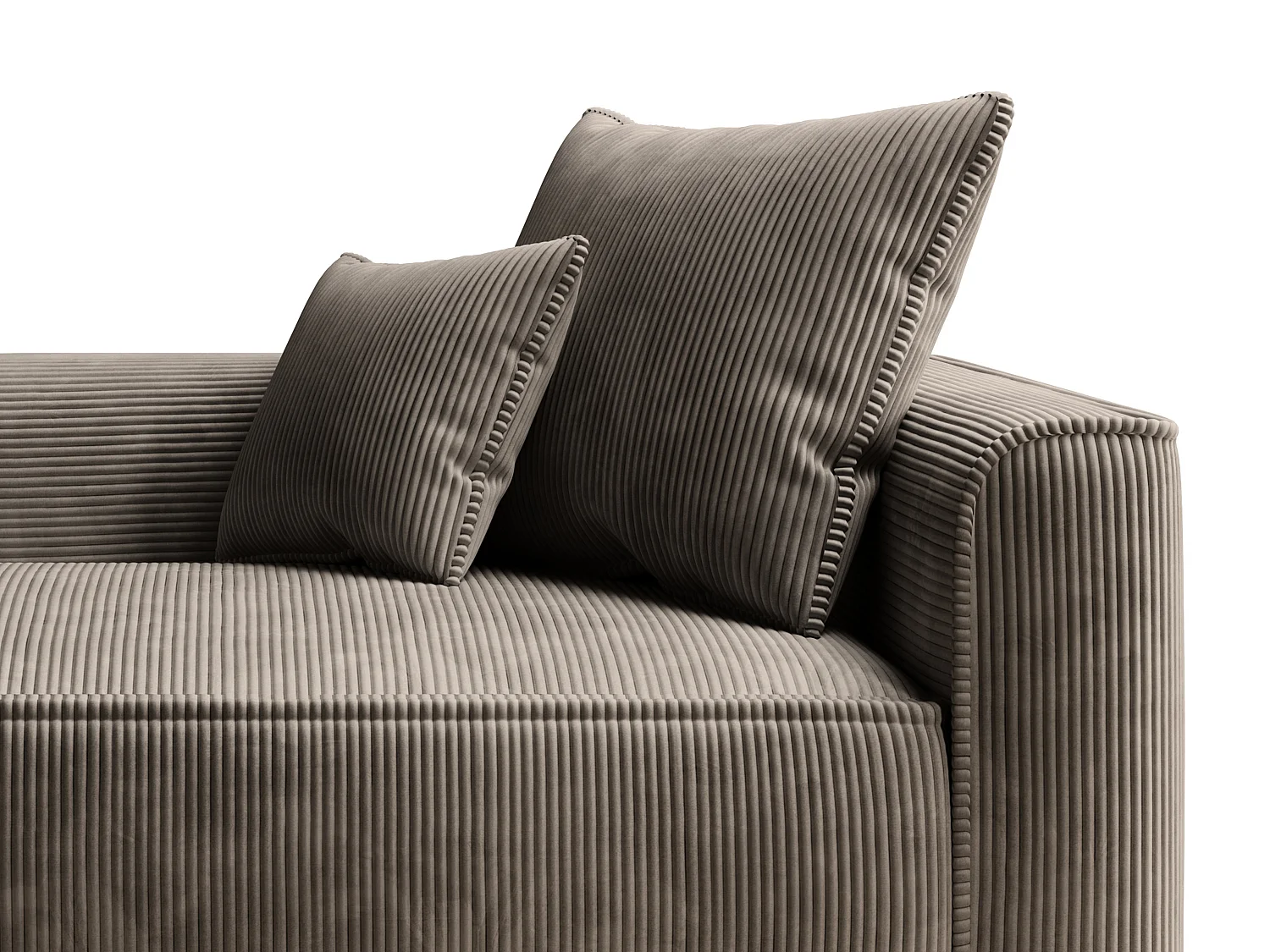 Méridienne gauche en velours côtelé taupe PINETA