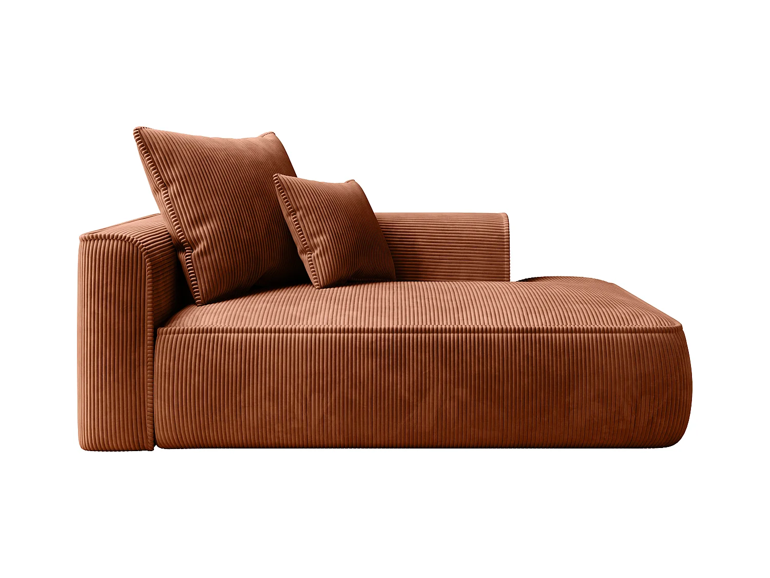 Méridienne droite en velours côtelé terracotta PINETA