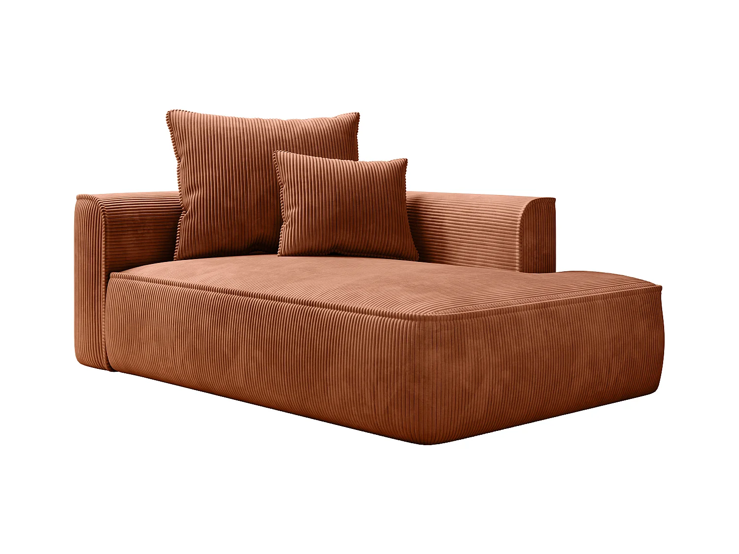 Méridienne droite en velours côtelé terracotta PINETA