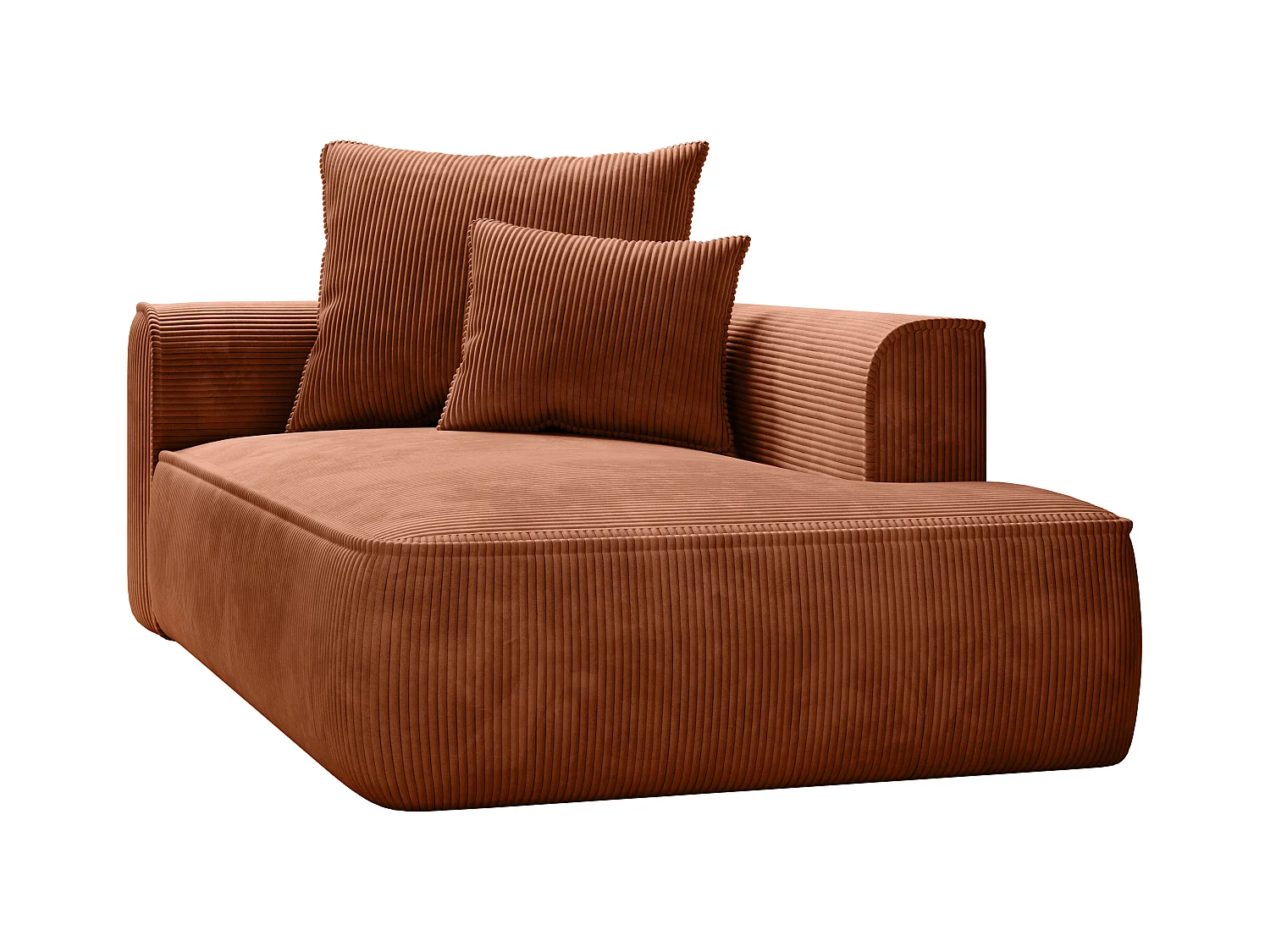 Méridienne droite en velours côtelé terracotta PINETA