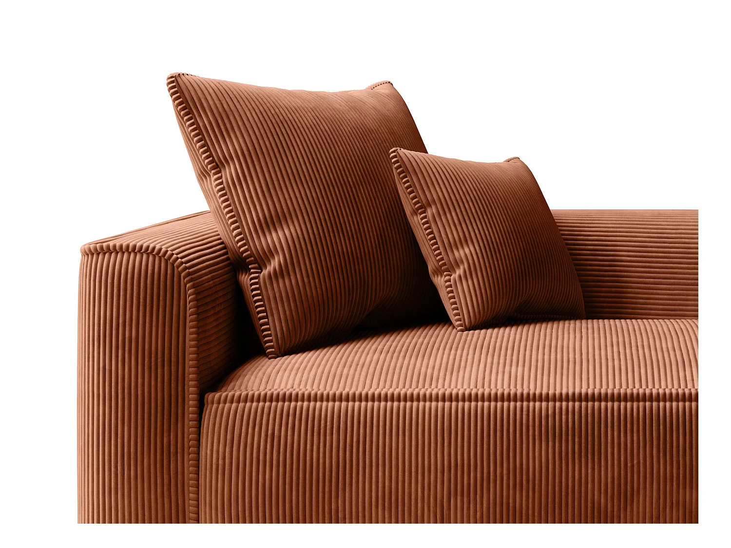 Méridienne droite en velours côtelé terracotta PINETA