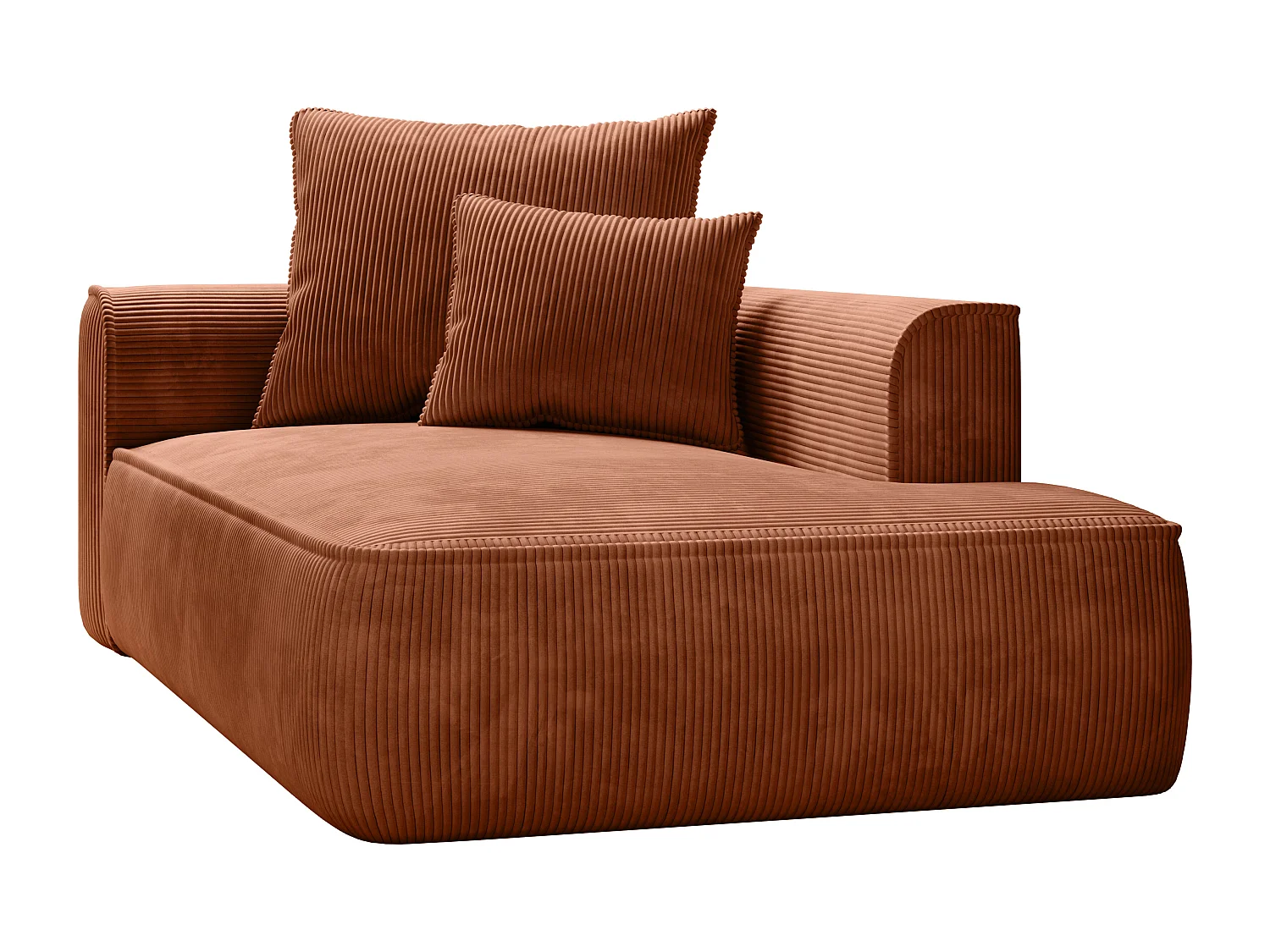 Méridienne droite en velours côtelé terracotta PINETA