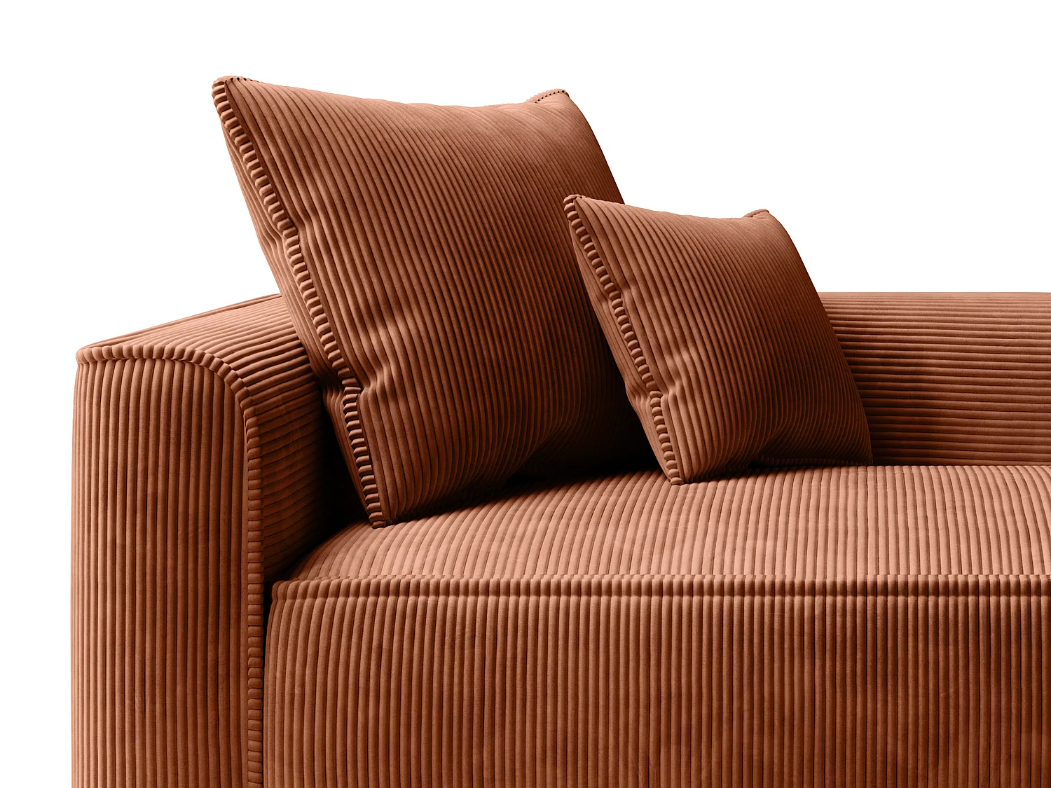 Méridienne droite en velours côtelé terracotta PINETA