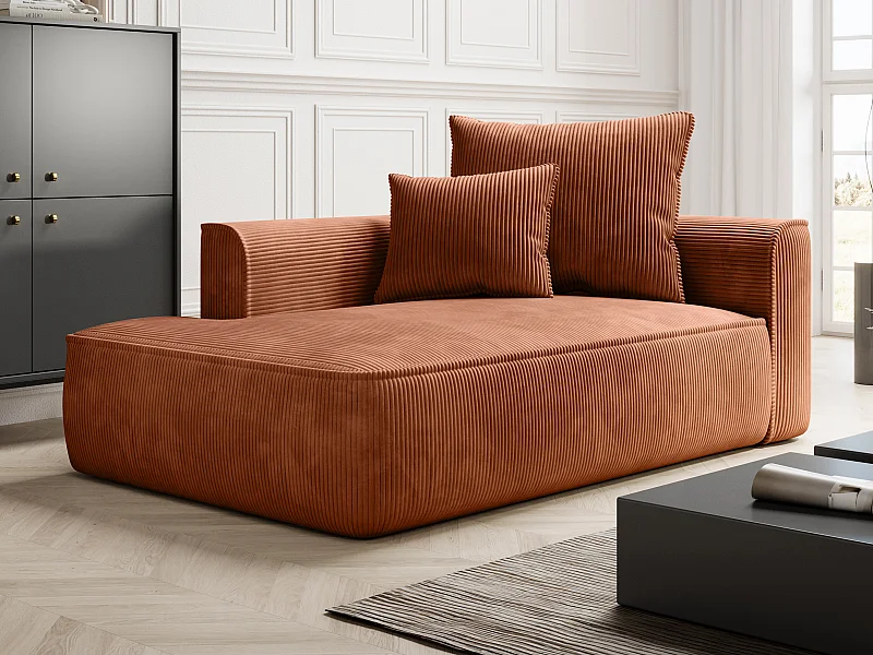 Chaise-longue esquerda em veludo canelado terracota - PINETA