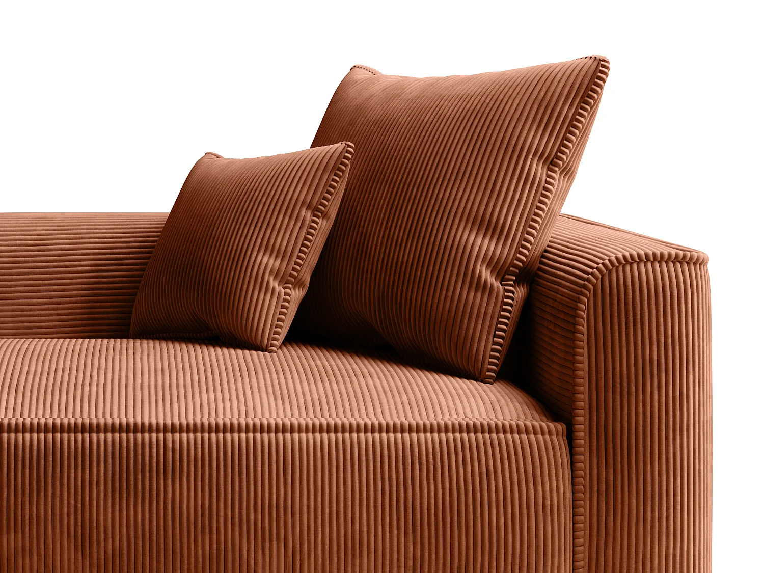 Szezlong lewostronny z terakotowego sztruksu - PINETA