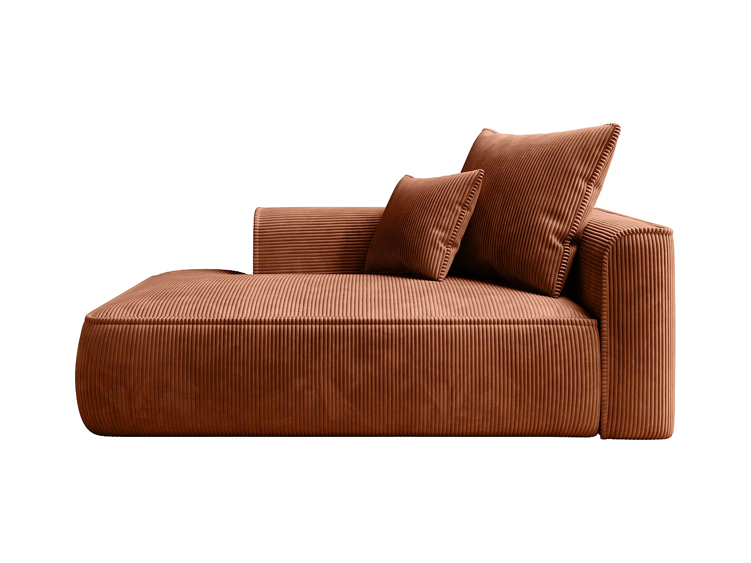 Méridienne gauche en velours côtelé terracotta PINETA