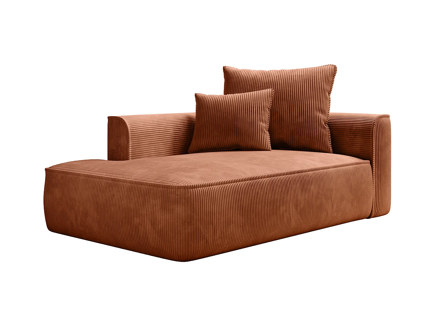 Méridienne gauche en velours côtelé terracotta PINETA