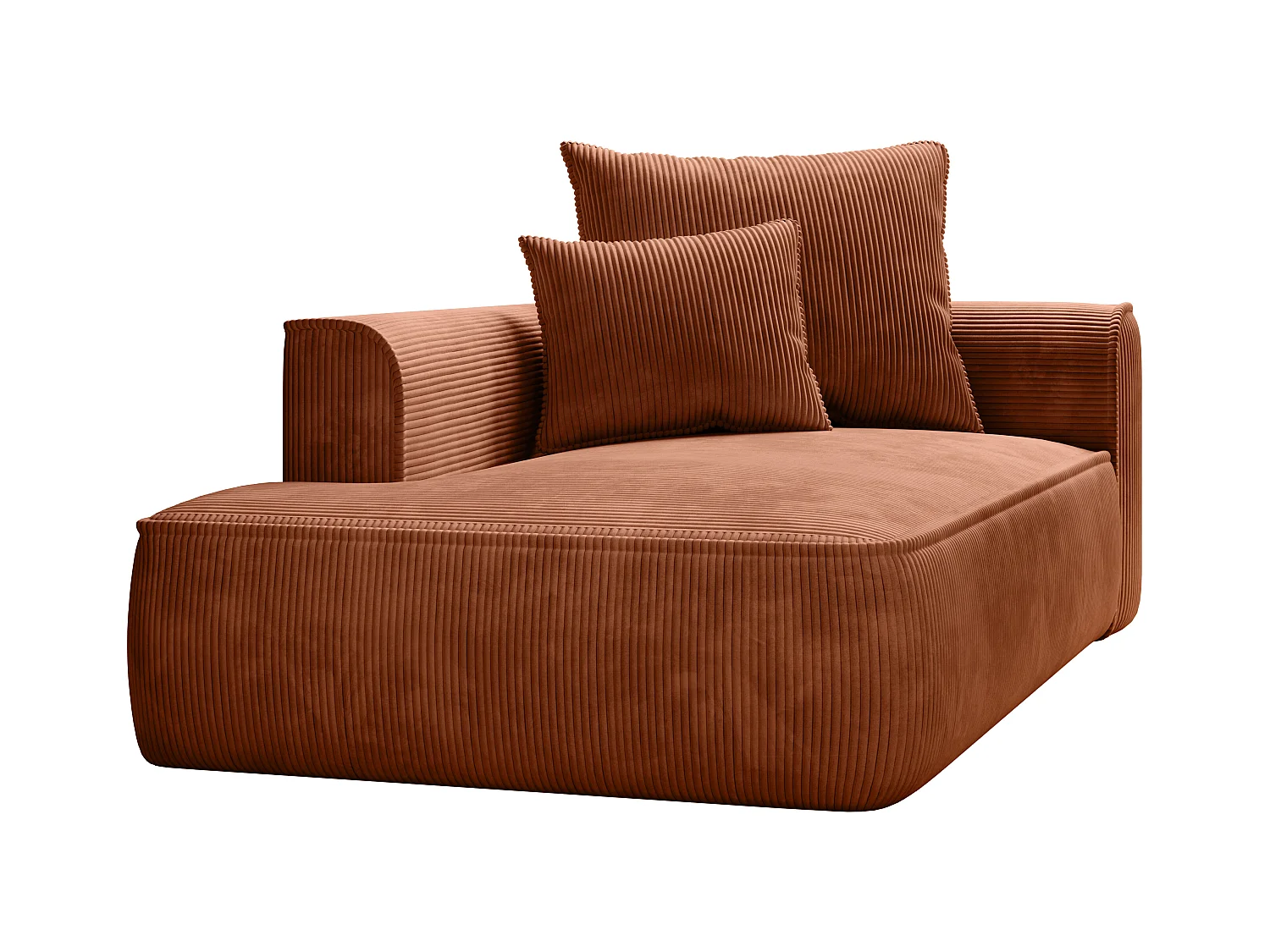 Méridienne gauche en velours côtelé terracotta PINETA
