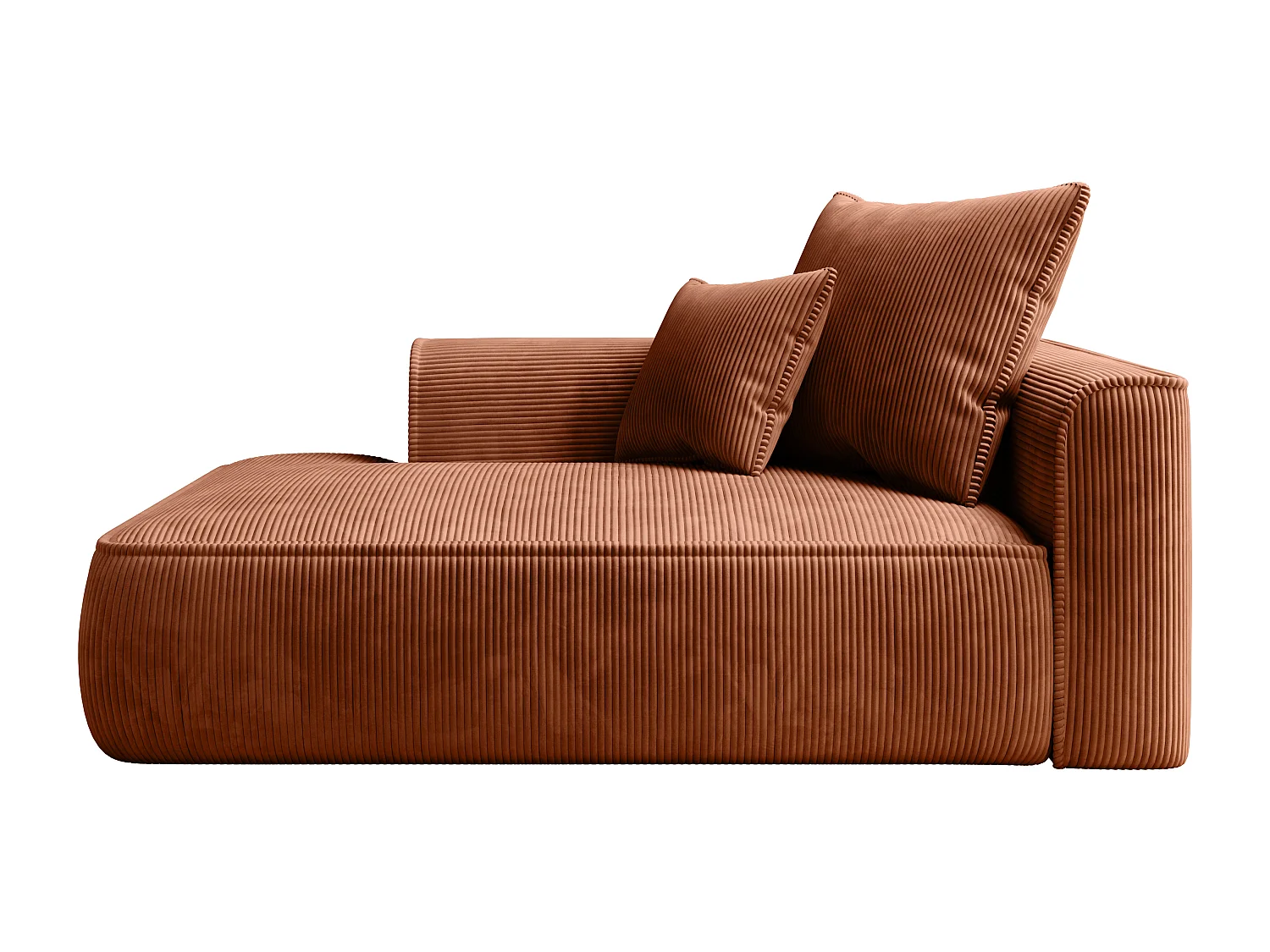 Méridienne gauche en velours côtelé terracotta PINETA