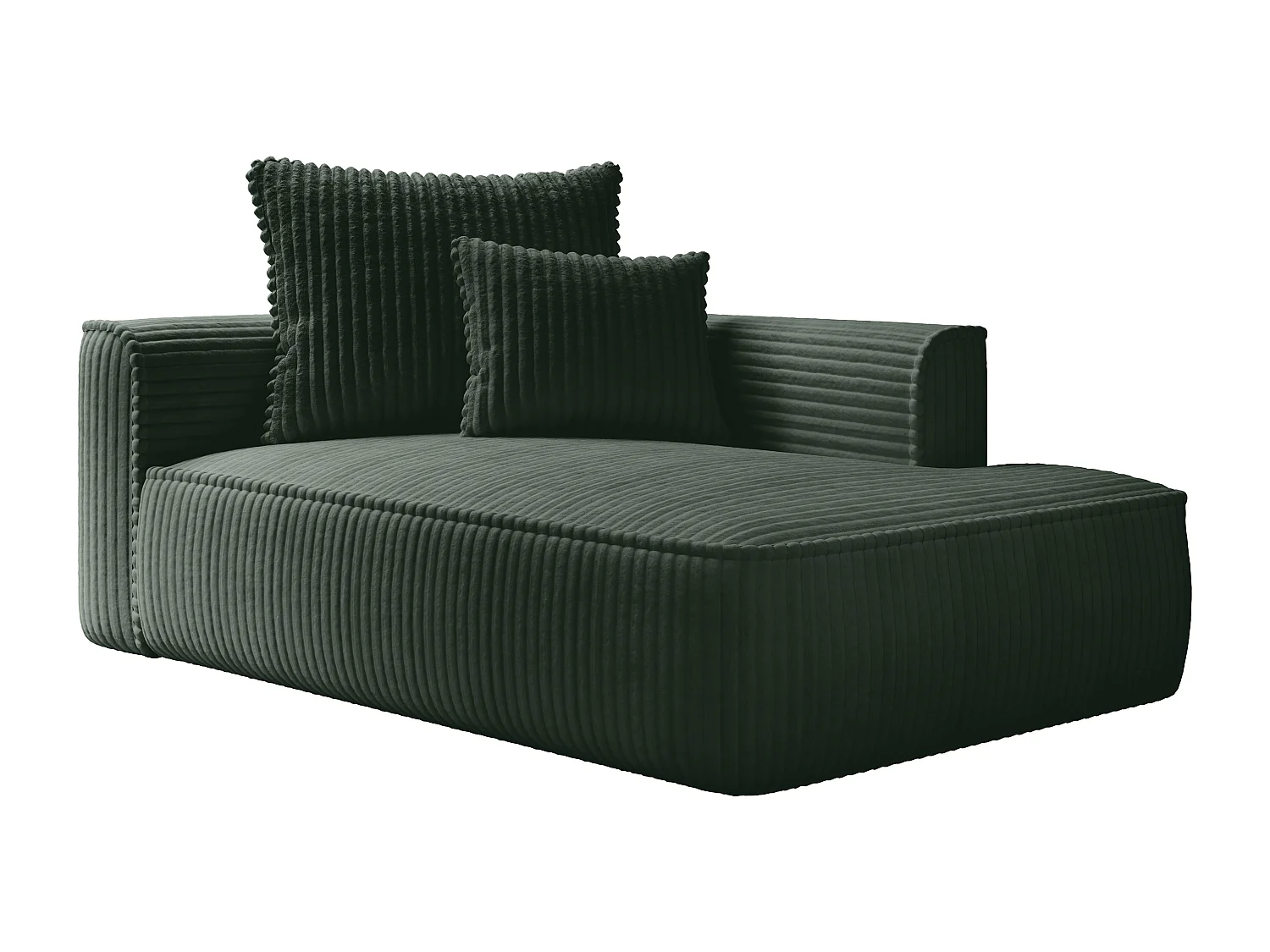 Méridienne droite en velours côtelé grosses côtes vert PINETA