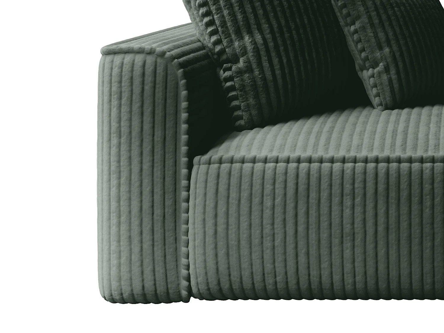 Méridienne droite en velours côtelé grosses côtes vert PINETA