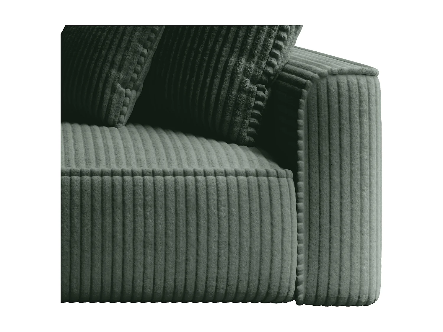 Szezlong lewostronny z zielonego szeroko prążkowanego sztruksu - PINETA