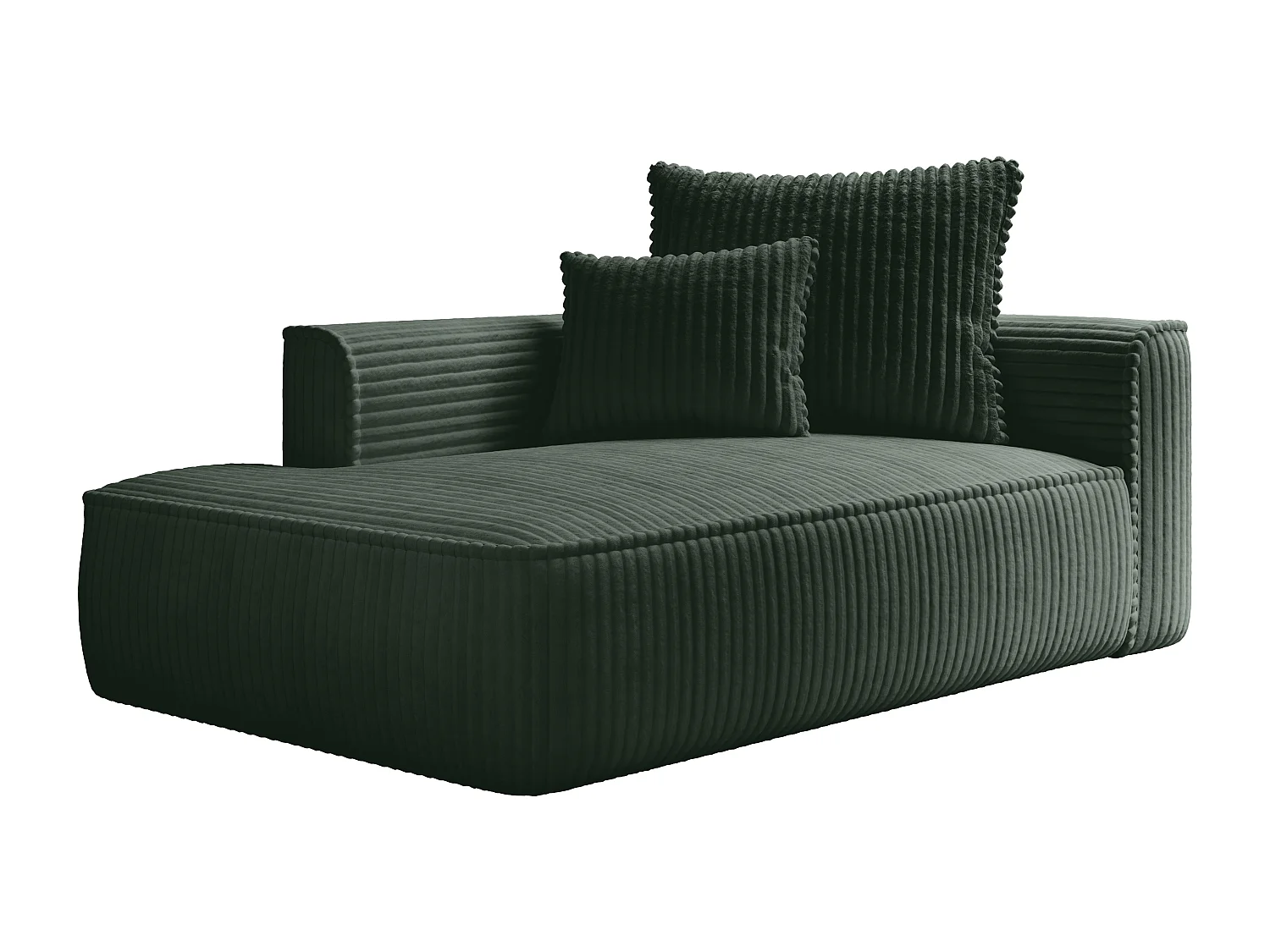 Venstre sovesofa i grøn, overskåret, fløjlsfløjl PINETA