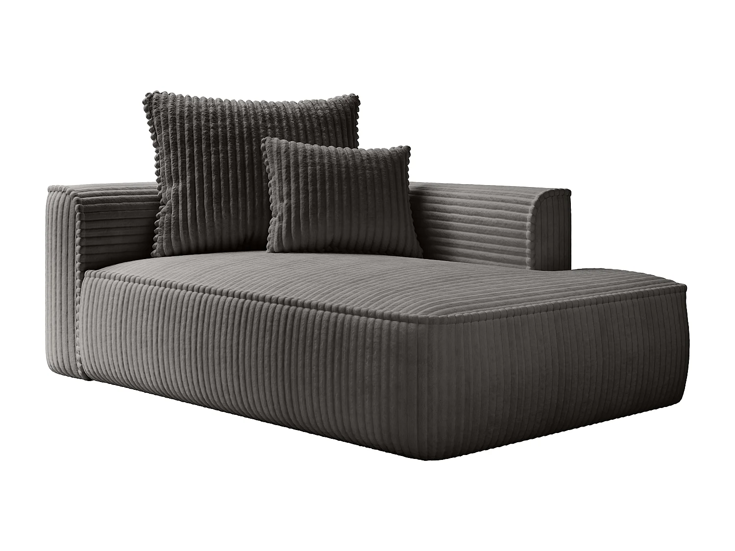 Chaise longue derecha de pana gruesa gris antracita PINETA