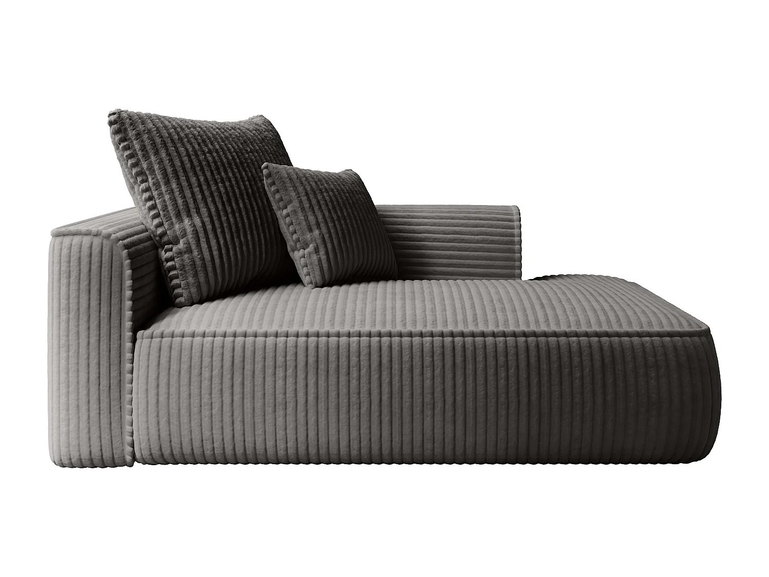 Méridienne droite en velours côtelé grosses côtes gris anthracite PINETA