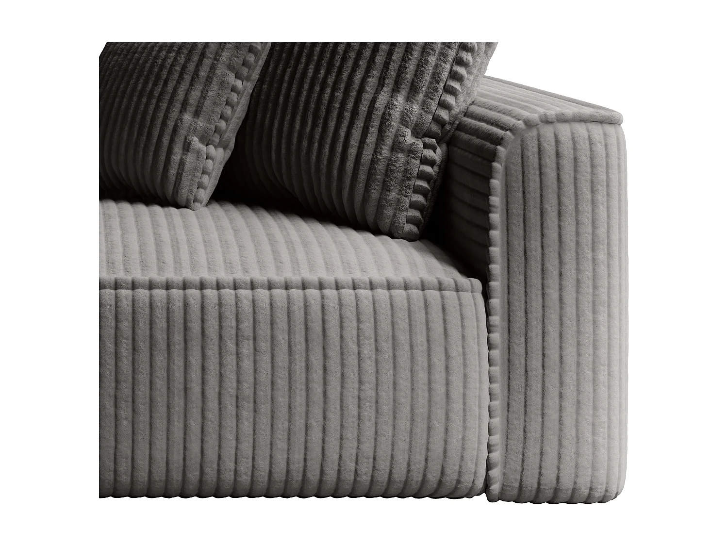 Méridienne gauche en velours côtelé grosses côtes gris anthracite PINETA