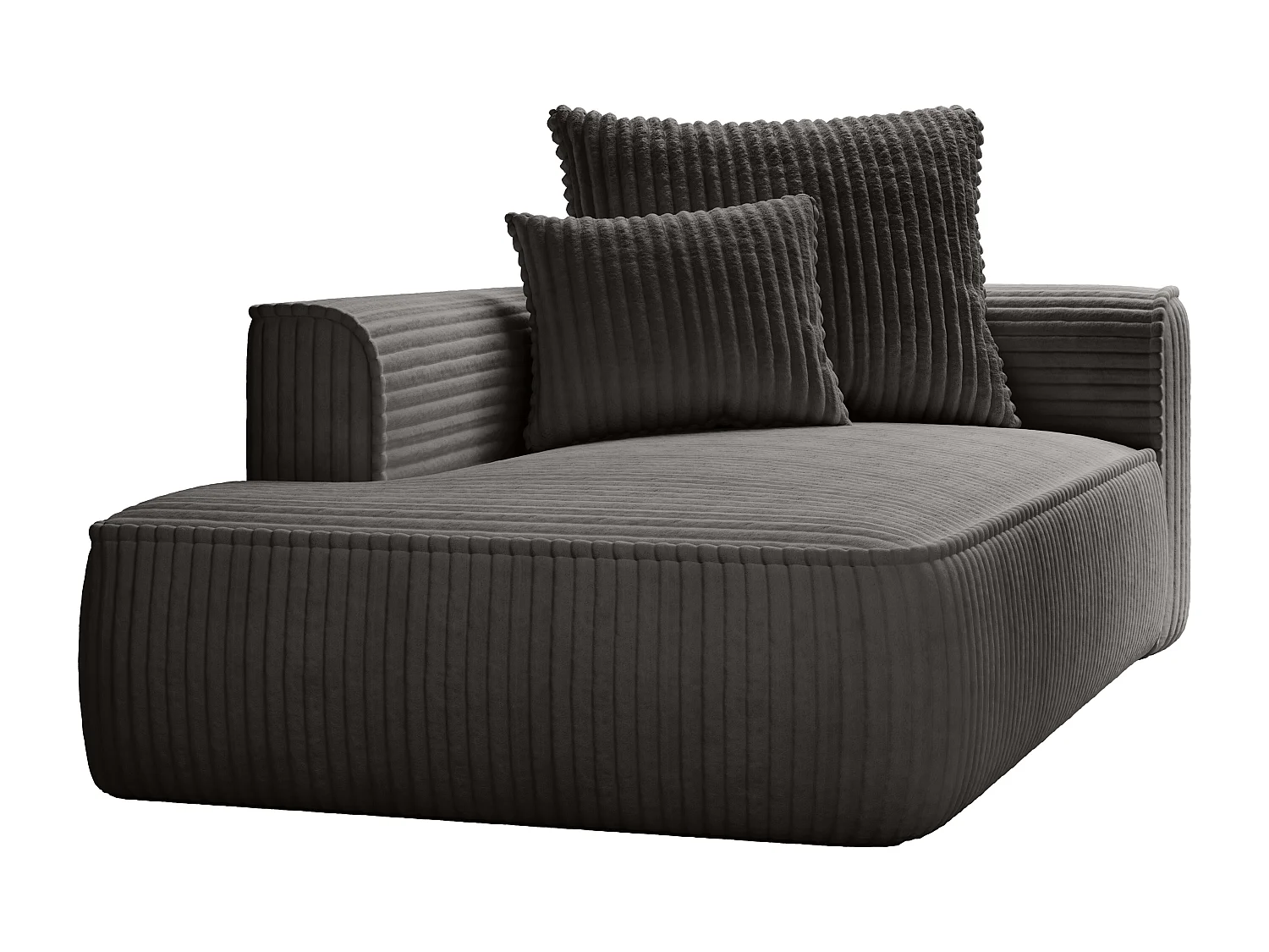 Méridienne gauche en velours côtelé grosses côtes gris anthracite PINETA
