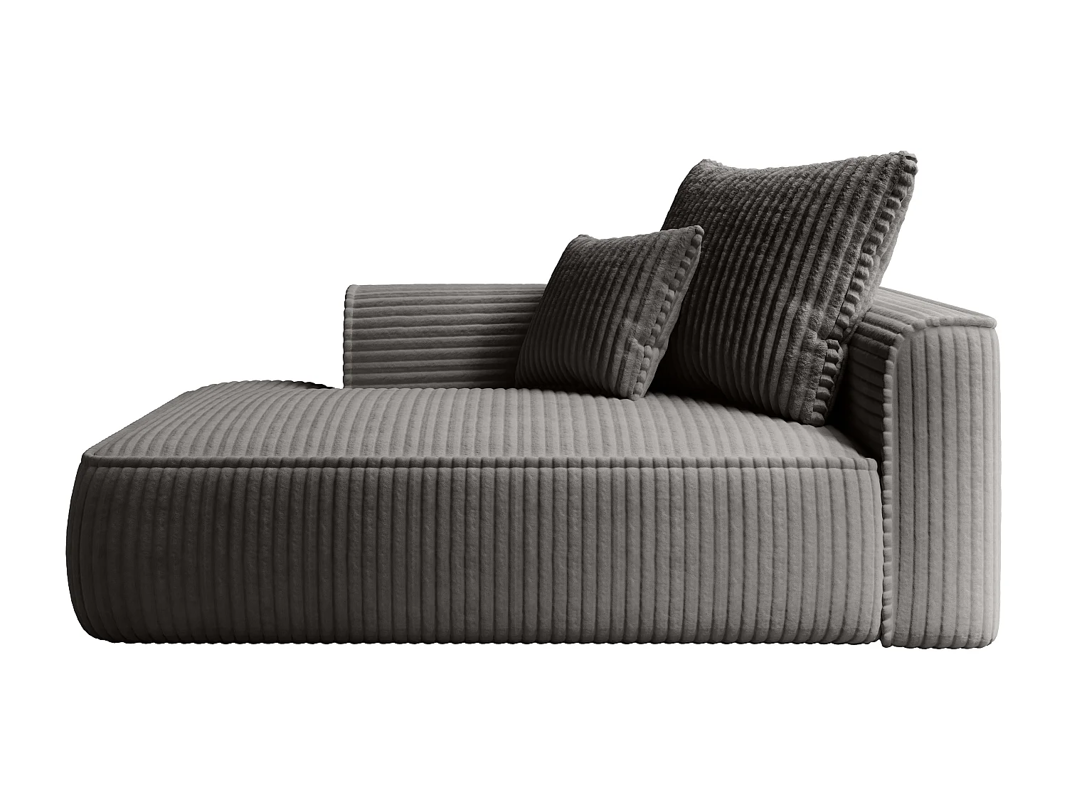 Méridienne gauche en velours côtelé grosses côtes gris anthracite PINETA