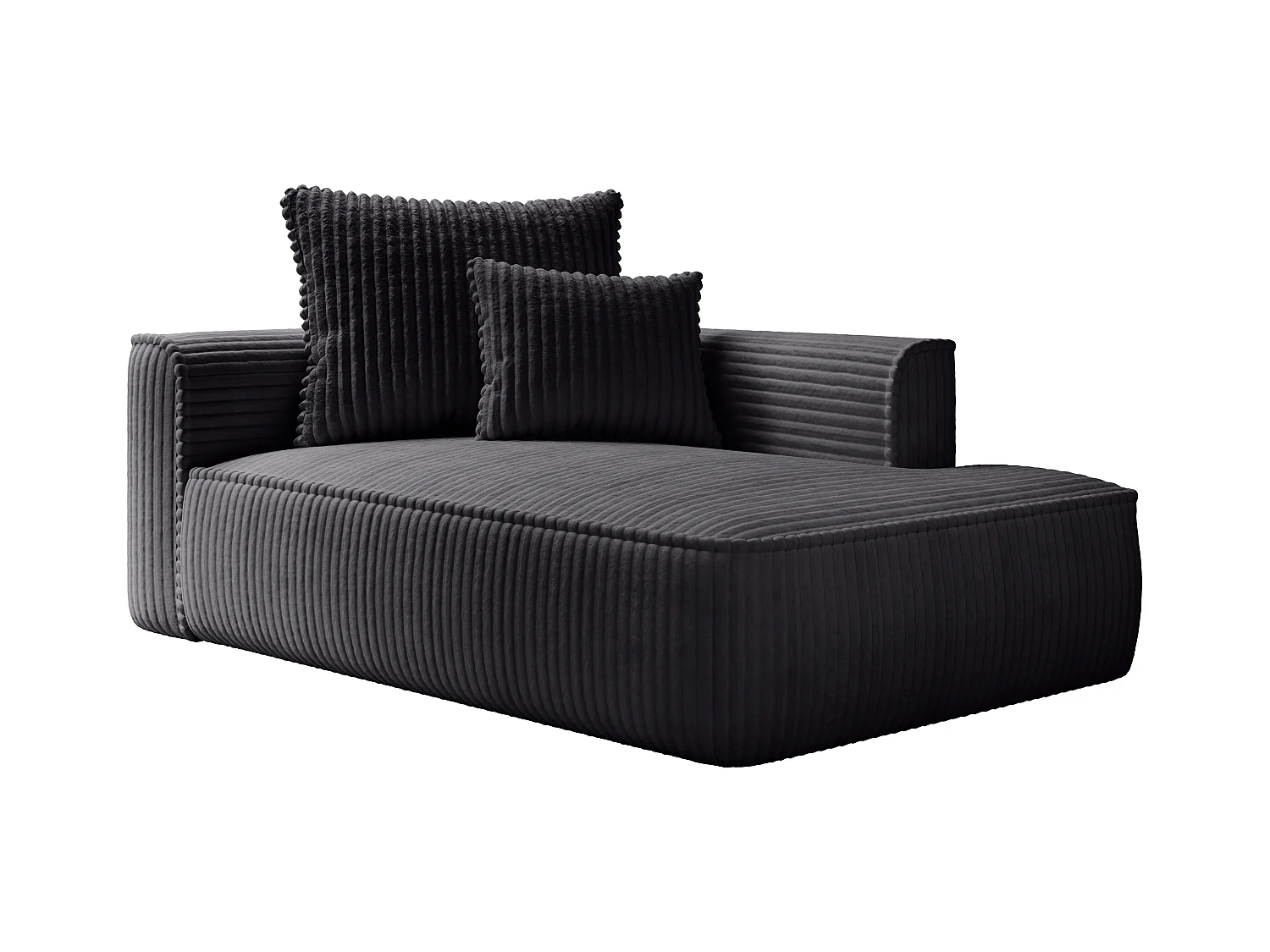 Recamiere - rechtsseitig - grob gerippter Cord - Schwarz - PINETA