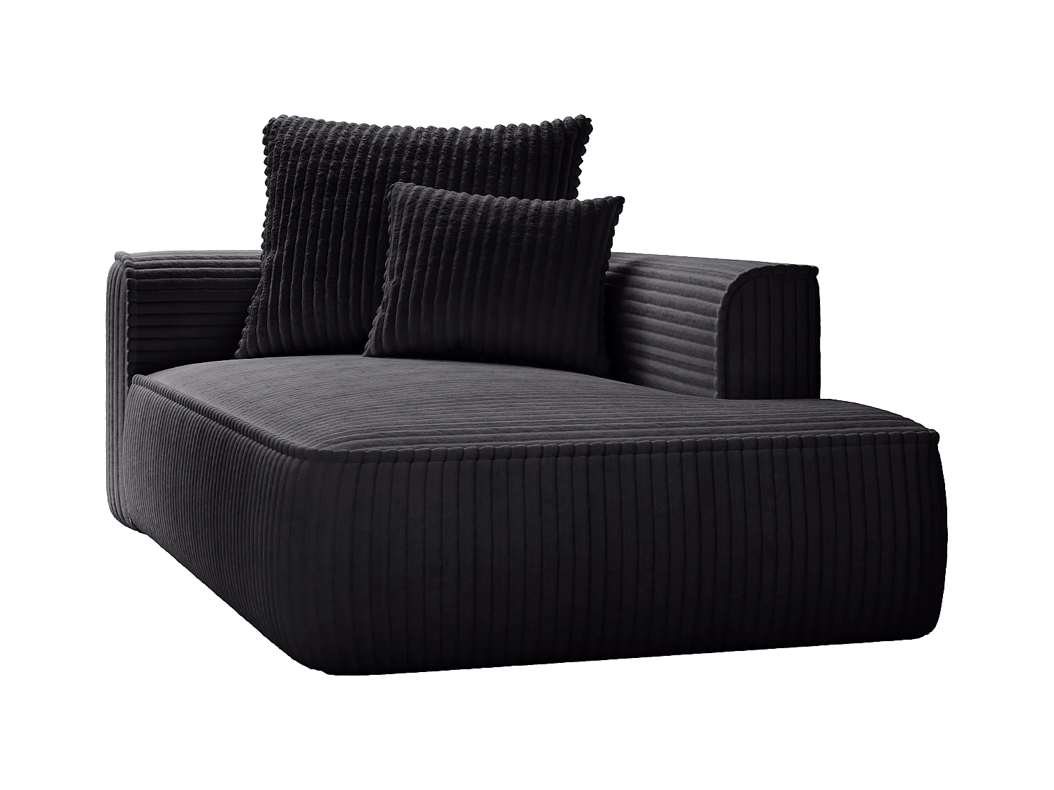 Recamiere - rechtsseitig - grob gerippter Cord - Schwarz - PINETA