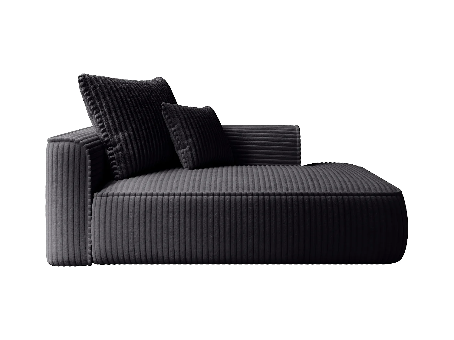 Recamiere - rechtsseitig - grob gerippter Cord - Schwarz - PINETA