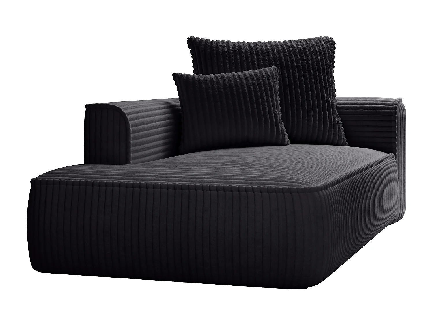 Méridienne gauche en velours côtelé grosses côtes noir PINETA