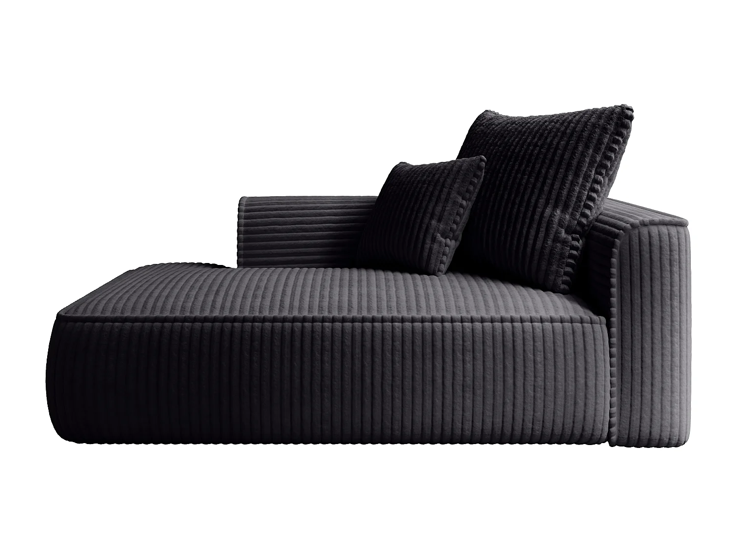 Méridienne gauche en velours côtelé grosses côtes noir PINETA