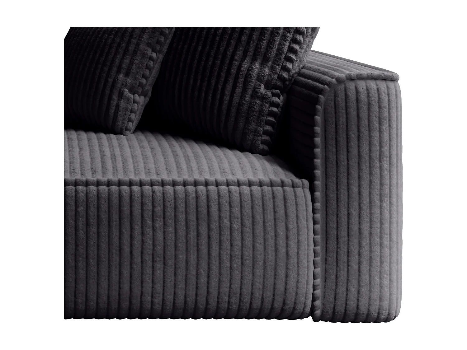 Méridienne gauche en velours côtelé grosses côtes noir PINETA