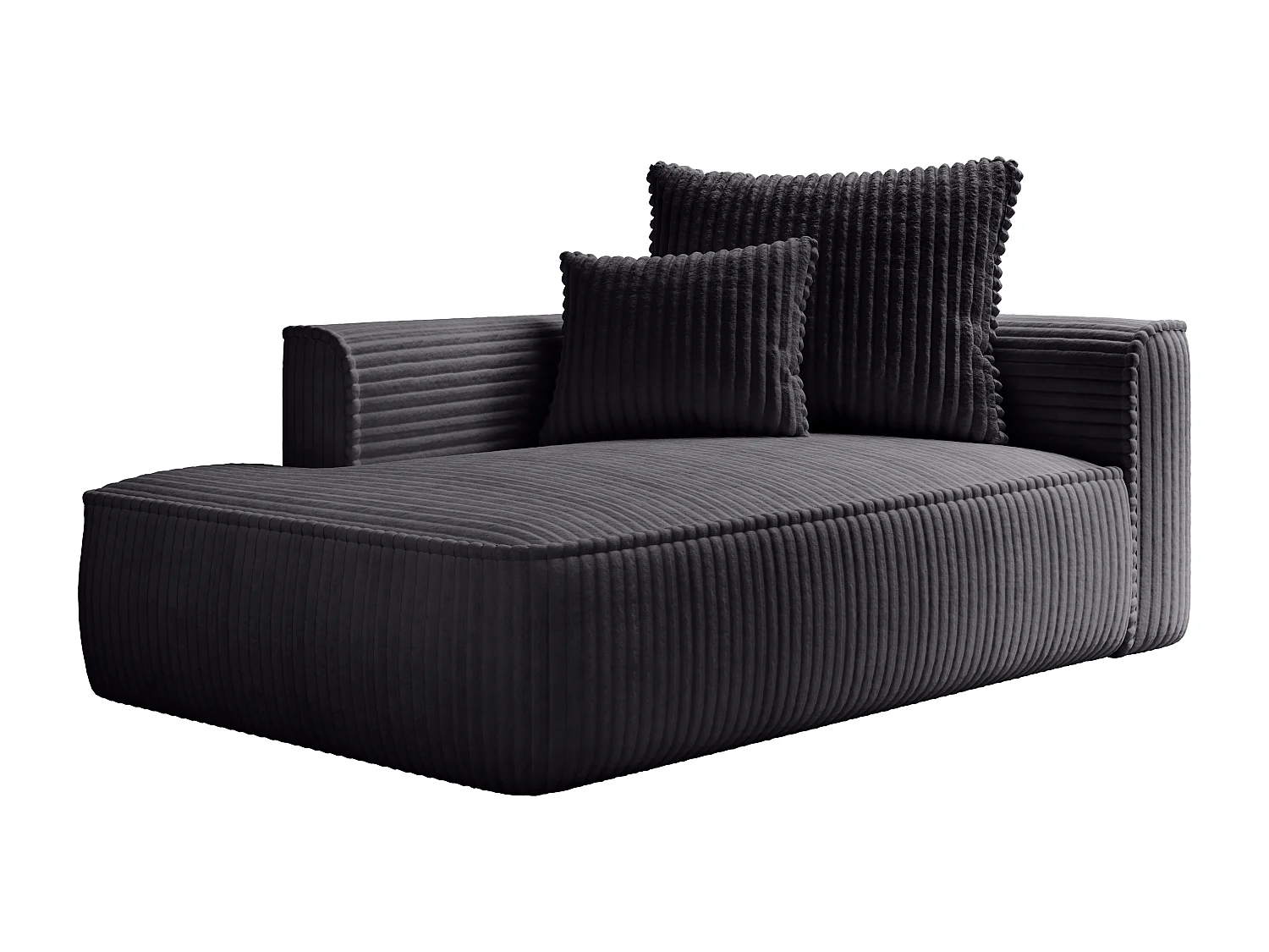 Méridienne gauche en velours côtelé grosses côtes noir PINETA