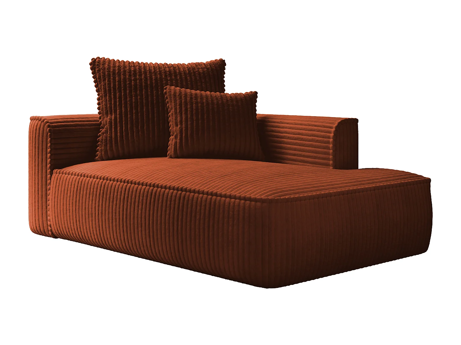 Méridienne droite en velours côtelé grosses côtes terracotta PINETA